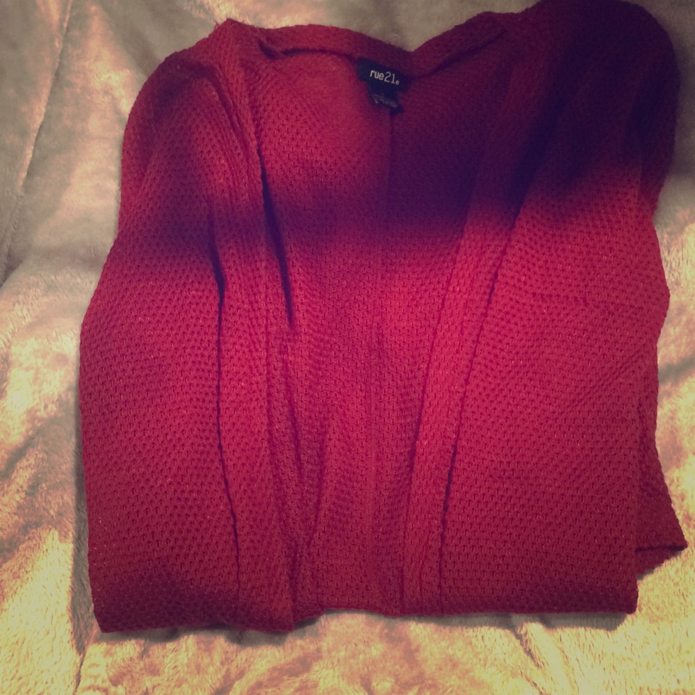 Red cardigan